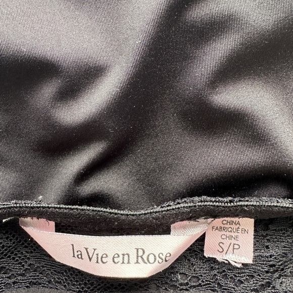 LA VIE EN ROSE BLACK LACE OVERLAY NIGHTIE SLIP-ON LINGERIE SIZE S - Picture 7 of 14